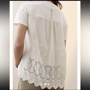 Anthropologie TINY Cream Colored Lace Back Women's Top Size XS
